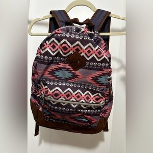 Jansport Aztec Print Backpack in Pink, Teal & Brown